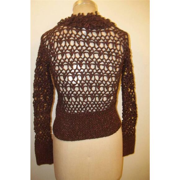 Telluride Clothing Co. Brown & Pink Rosecliff Open Knit Cardigan Sweater S NWT - Picture 4 of 11